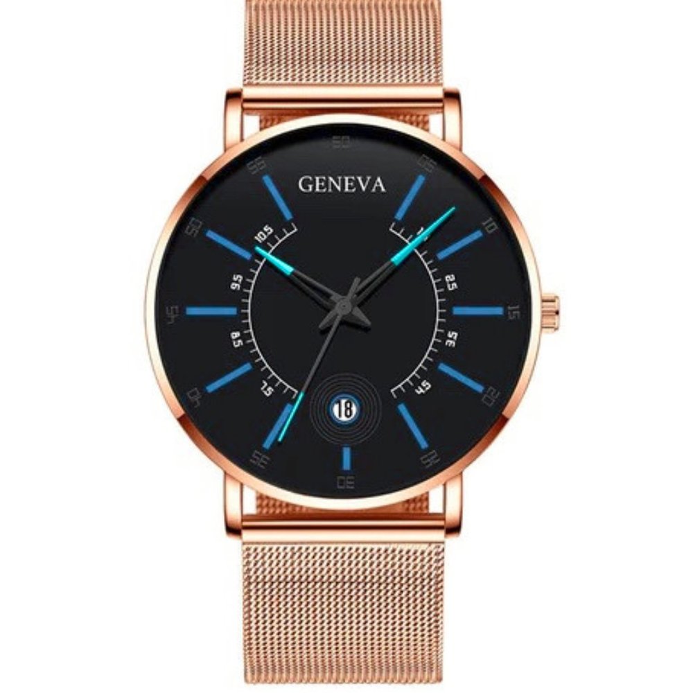STEEL MINIMALIST CALENDAR WATCH... FOR THE MAN WHO KNOWS THAT LESS IS MORE NWT